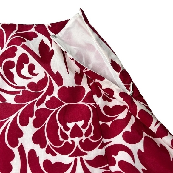 NWT Ann Taylor Silk Blend A-Line Floral Red White Skirt Lined Size 4 Petite - Picture 5 of 11